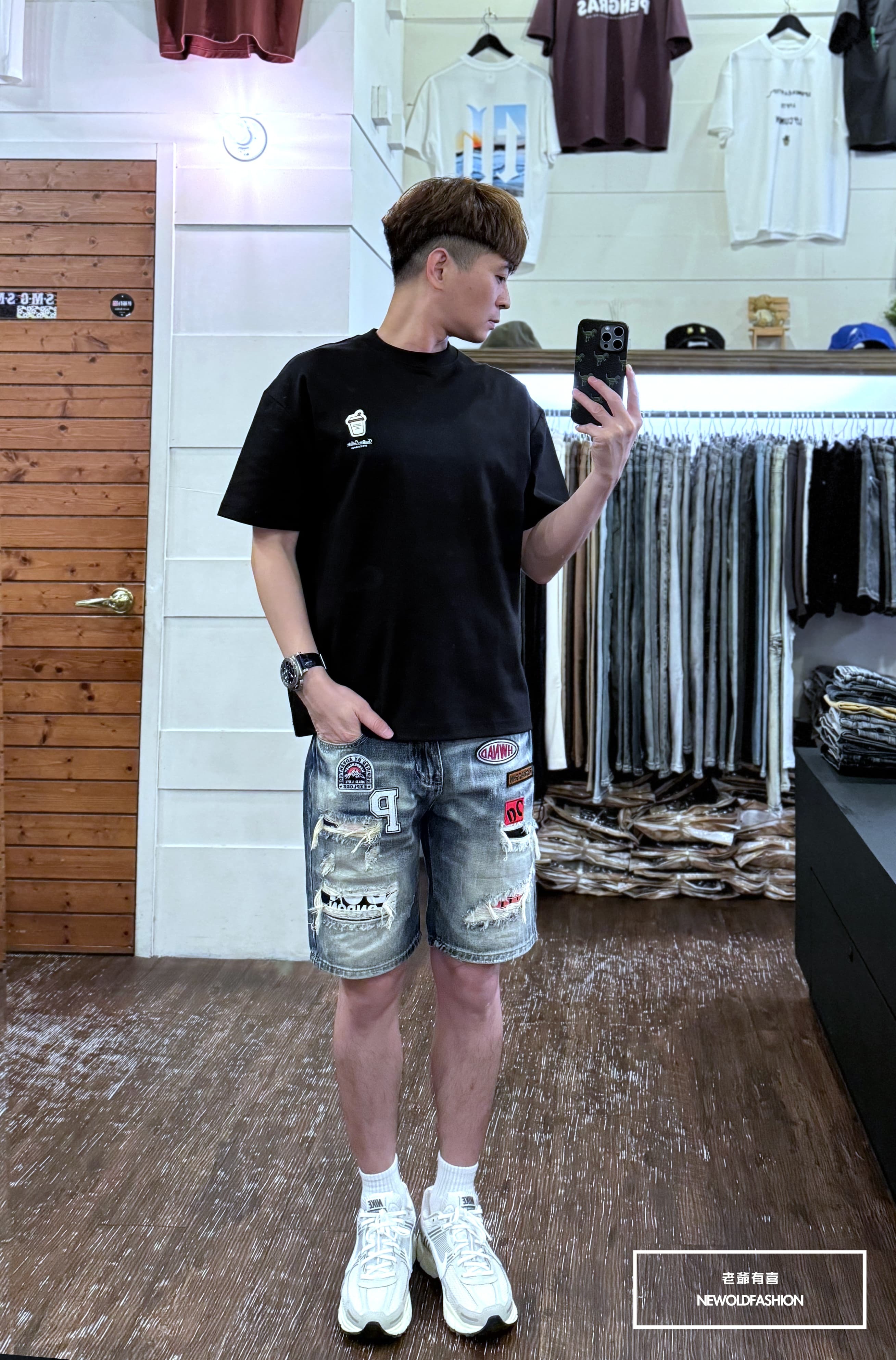 『新品上市』重磅P徽章補丁牛仔短褲(NOF2405335)