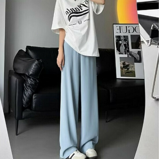 Hot selling thin wide-leg pants [light blue petite] [XS-2XL size] (please contact customer service to confirm the delivery size after placing the order)
