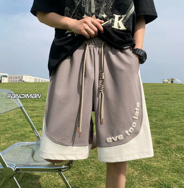 熱賣撞色休閒短褲（灰色M-2XL）（（下單后聯繫客服確認發貨尺碼）