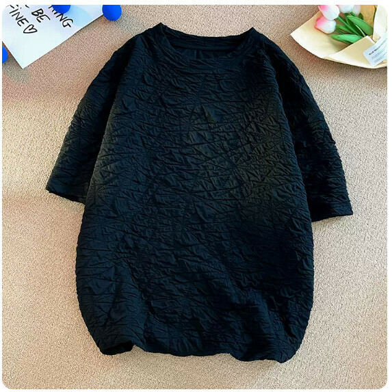 熱推肌理感短袖T恤男夏季（黑色【M_3XL碼】（下單後聯繫客服確認發貨尺碼）