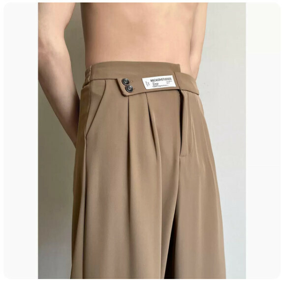 Straight suit trousers men's summer (brown [size M_2XL] (contact customer service to confirm the shipping size after placing an order)