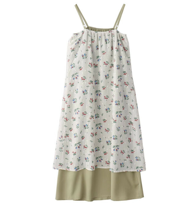 Hot selling fake two-piece suspender skirt [green] [Size-L] (please contact customer service to confirm the delivery size after placing the order)