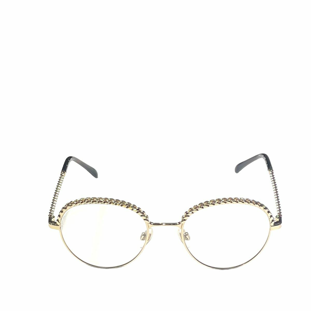 99%NEW 二手CHANEL 眼鏡 淡金橢圓框 平光镜 #香榭站正品