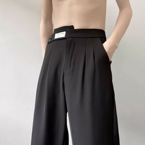 Straight Suit Pants Men's Summer (Black [M_2XL Size] (Contact customer service to confirm the shipping size after placing an order)