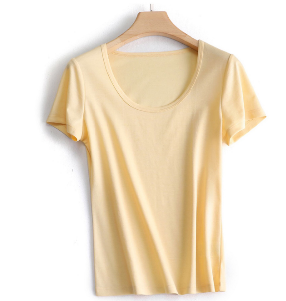 Solid color crew neck short sleeve t (beige) (size: M-XL) (contact customer service to confirm the shipping size after placing an order)