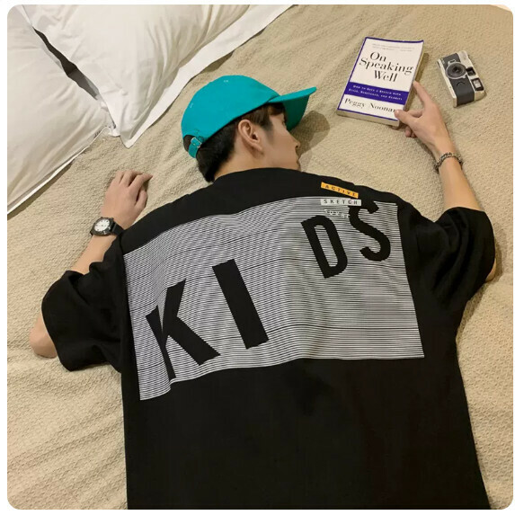 激抵小眾T恤男短袖夏季（黑色【S_5XL碼】（下單後聯繫客服確認發貨尺碼）