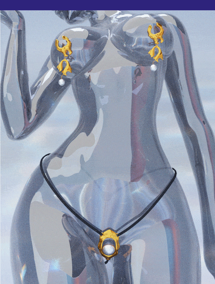 UPKO 濕漉漉的眼 珍珠乳夾+性感私處配飾