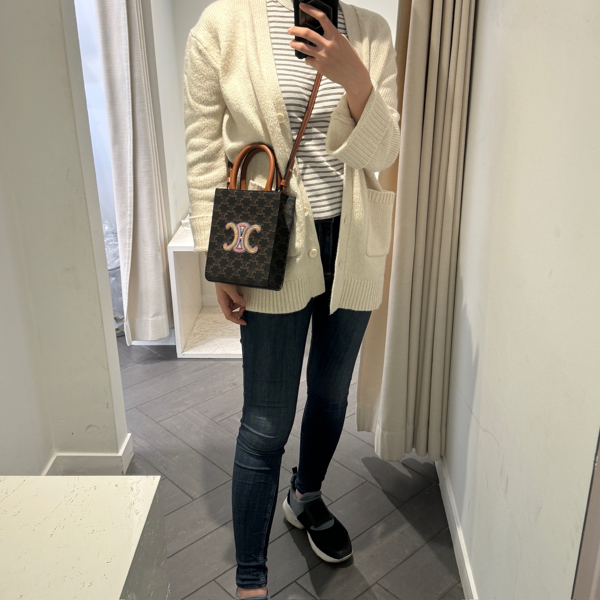 Celine Mini Cabas Vertical Triomphe Canvas Tote bag