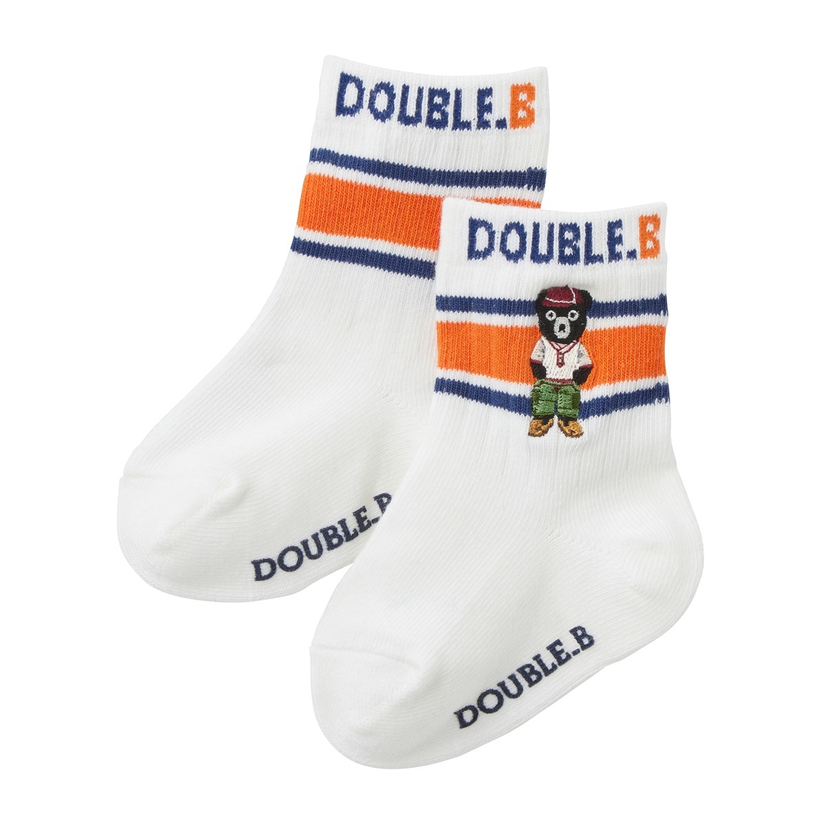 DOUBLE_B B君拼色中筒襪-白