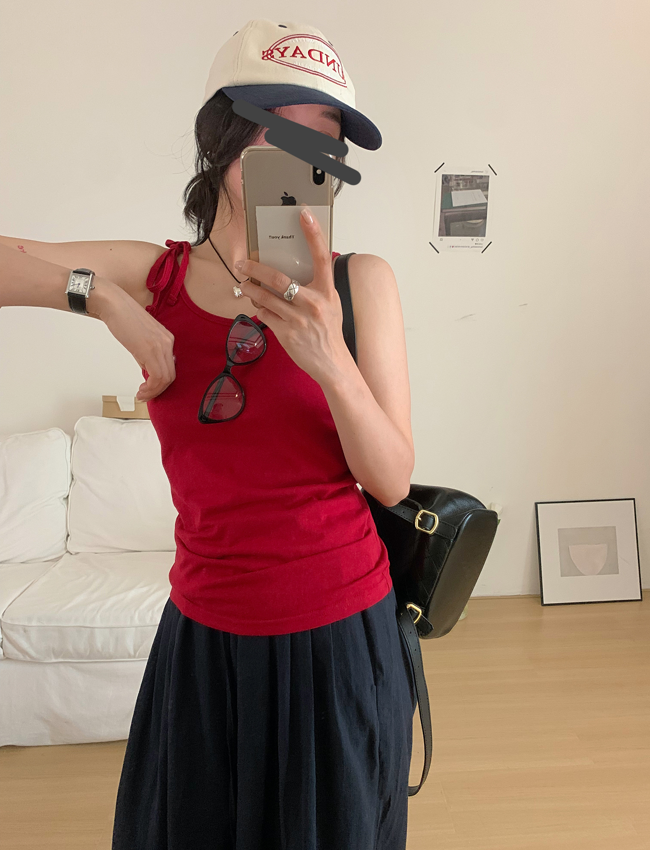 造型單肩綁帶背心