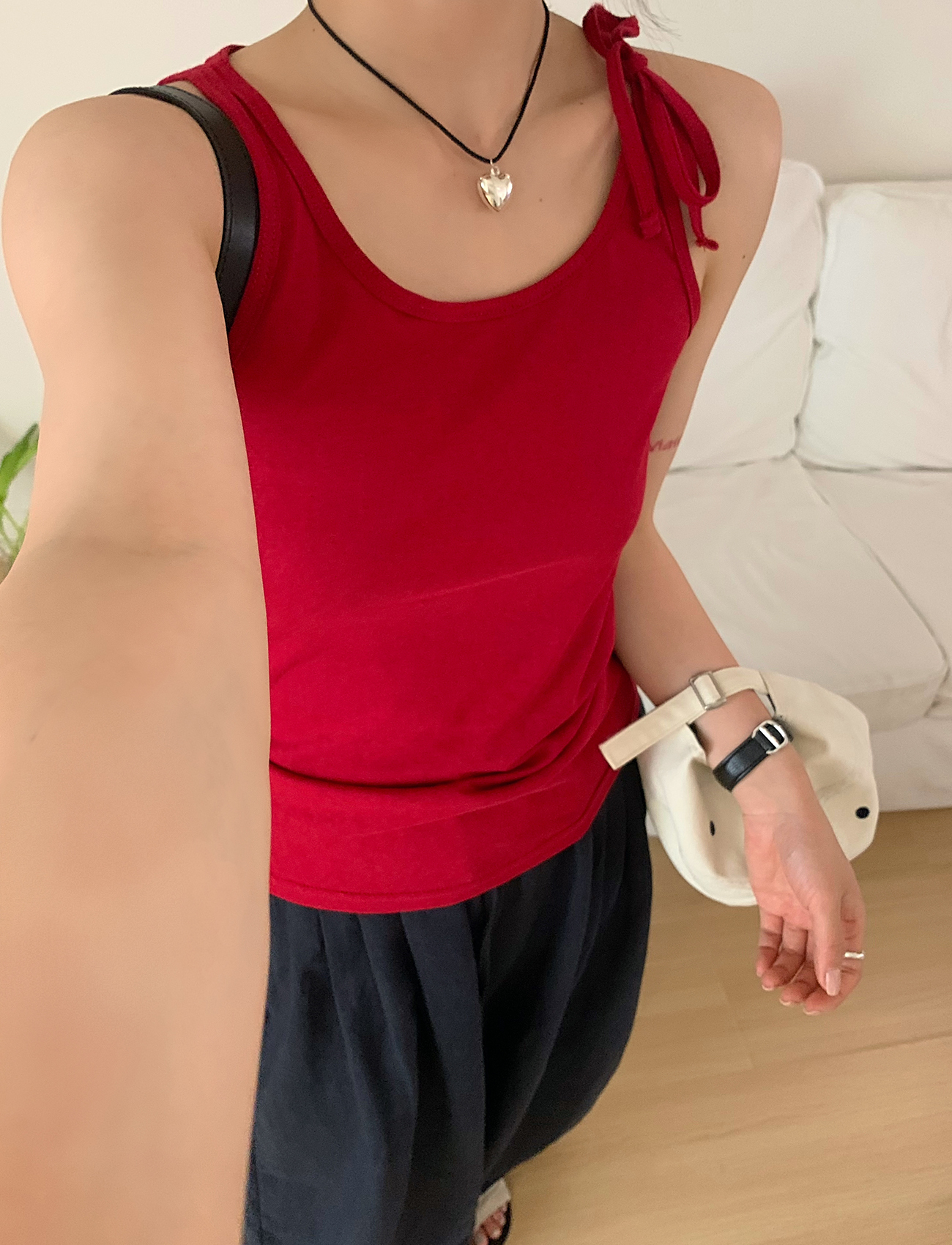 造型單肩綁帶背心