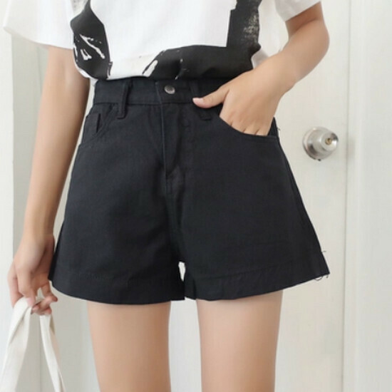 熱賣百搭牛仔短褲【黑色】【S-XL碼】(下單後請聯絡客服確認發貨尺碼)