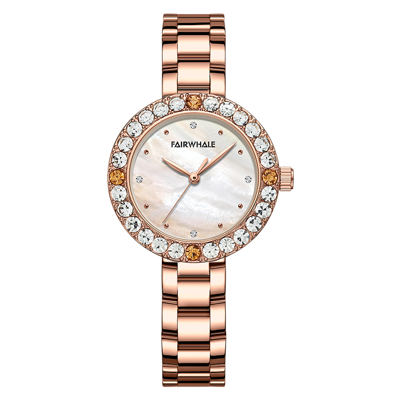 【Mark Fairwhale 馬克菲爾】 FW-3520 精緻 奢華 鑲崁鑽圈設計 女士 不鏽鋼 石英錶-