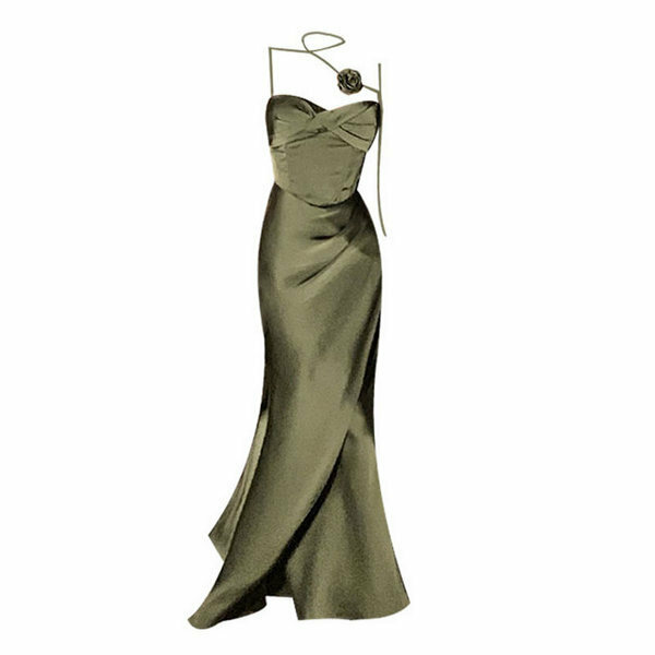Hot selling satin suspender dress (green size S-L) (please contact customer service to confirm the delivery size after placing the order)