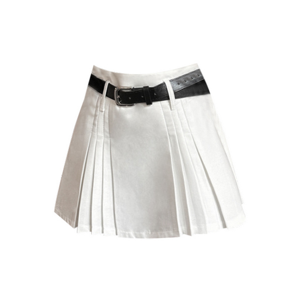 Hot selling pleated skirt + belt (white size S-L) (please contact customer service to confirm the delivery size after placing the order)