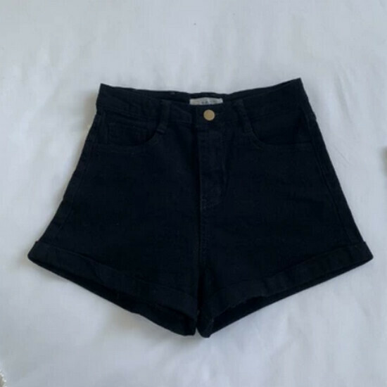 熱賣高腰牛仔短褲【黑色】【S-L碼】(下單後請聯絡客服確認發貨尺碼)