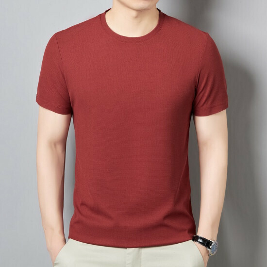 Solid color short-sleeved T-shirt [brick red] size [M-4XL] [contact customer service to confirm the shipping size after placing an order]