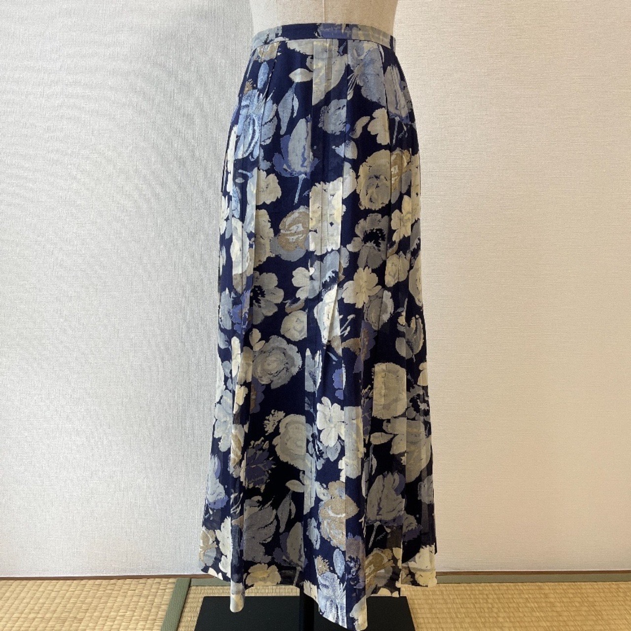 藍色清雅花花圖案半身裙