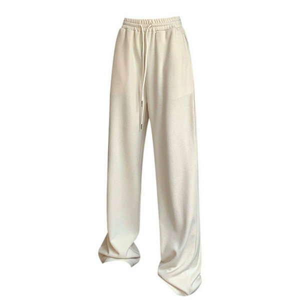 Hot selling elastic waist loose straight pants (Apricot size S-L) (please contact customer service to confirm the delivery size after placing the order)