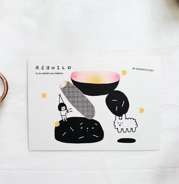 Rebuild / 孔版印刷明信片｜右手超人 臺灣