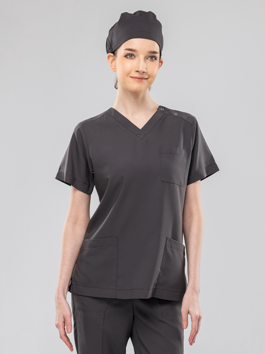 【 AC719-W7 】男女通用-刷手上衣-AC輕羽布-暗岩灰