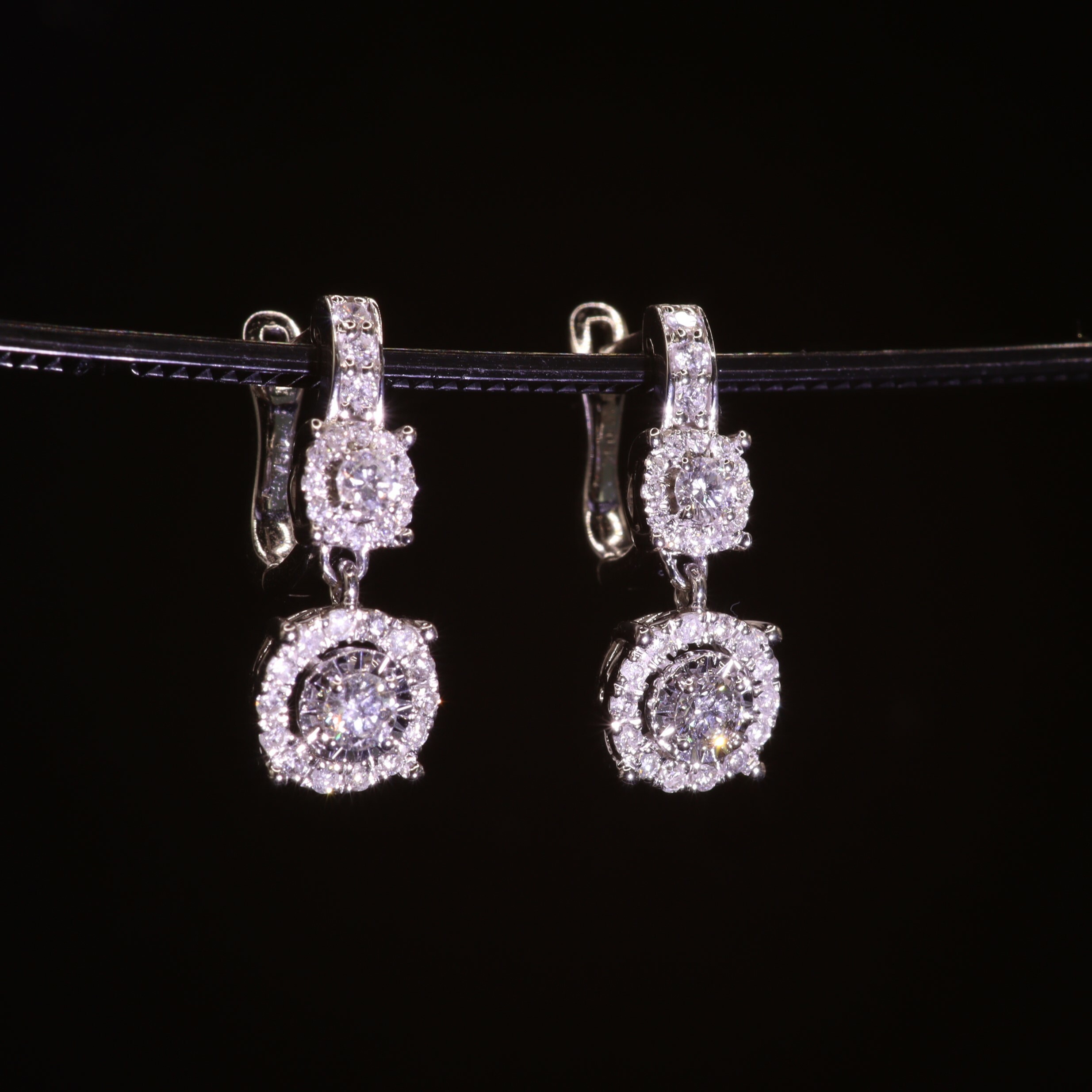 全新18K白金52份鑽石吊耳環