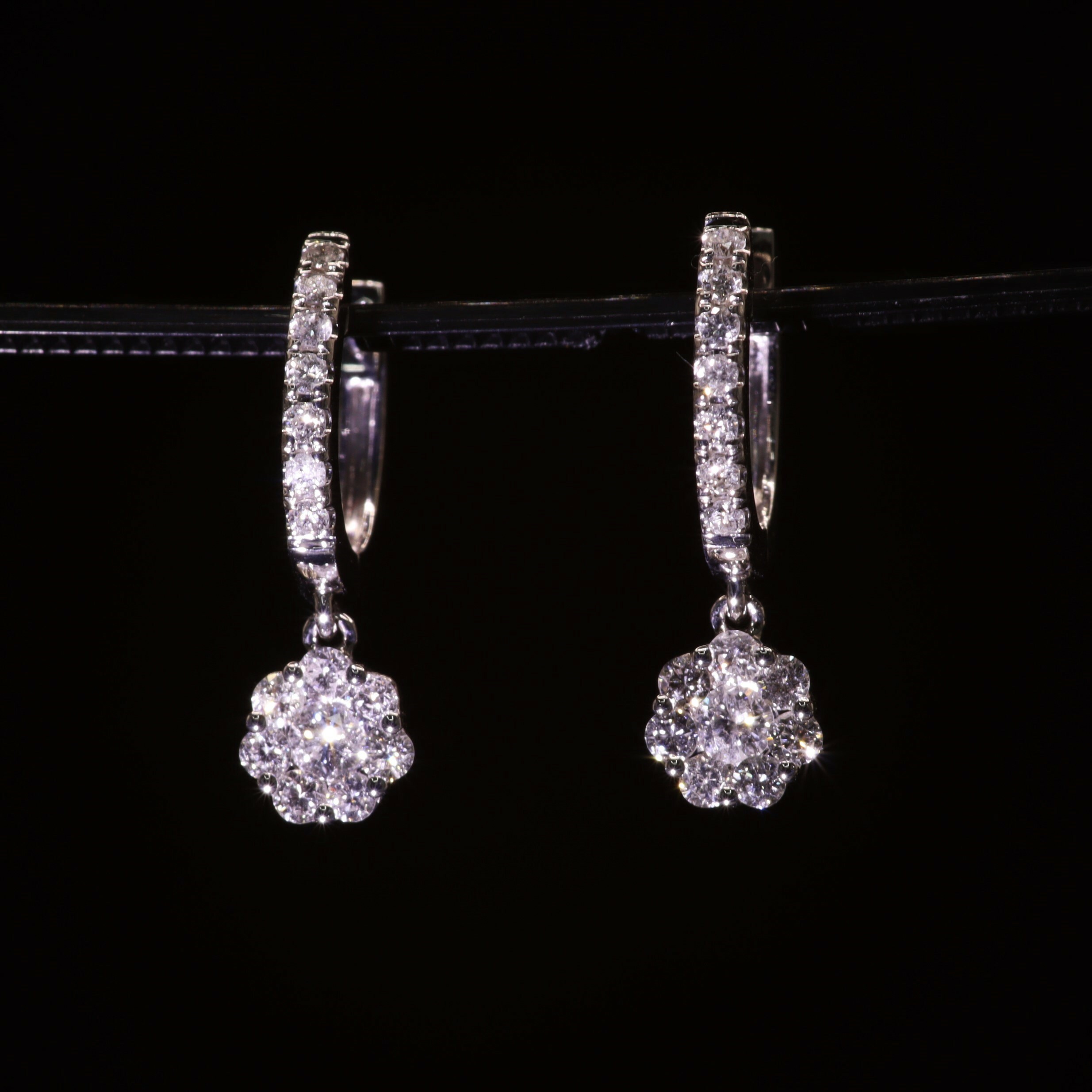 全新18K白金53份鑽石吊耳環