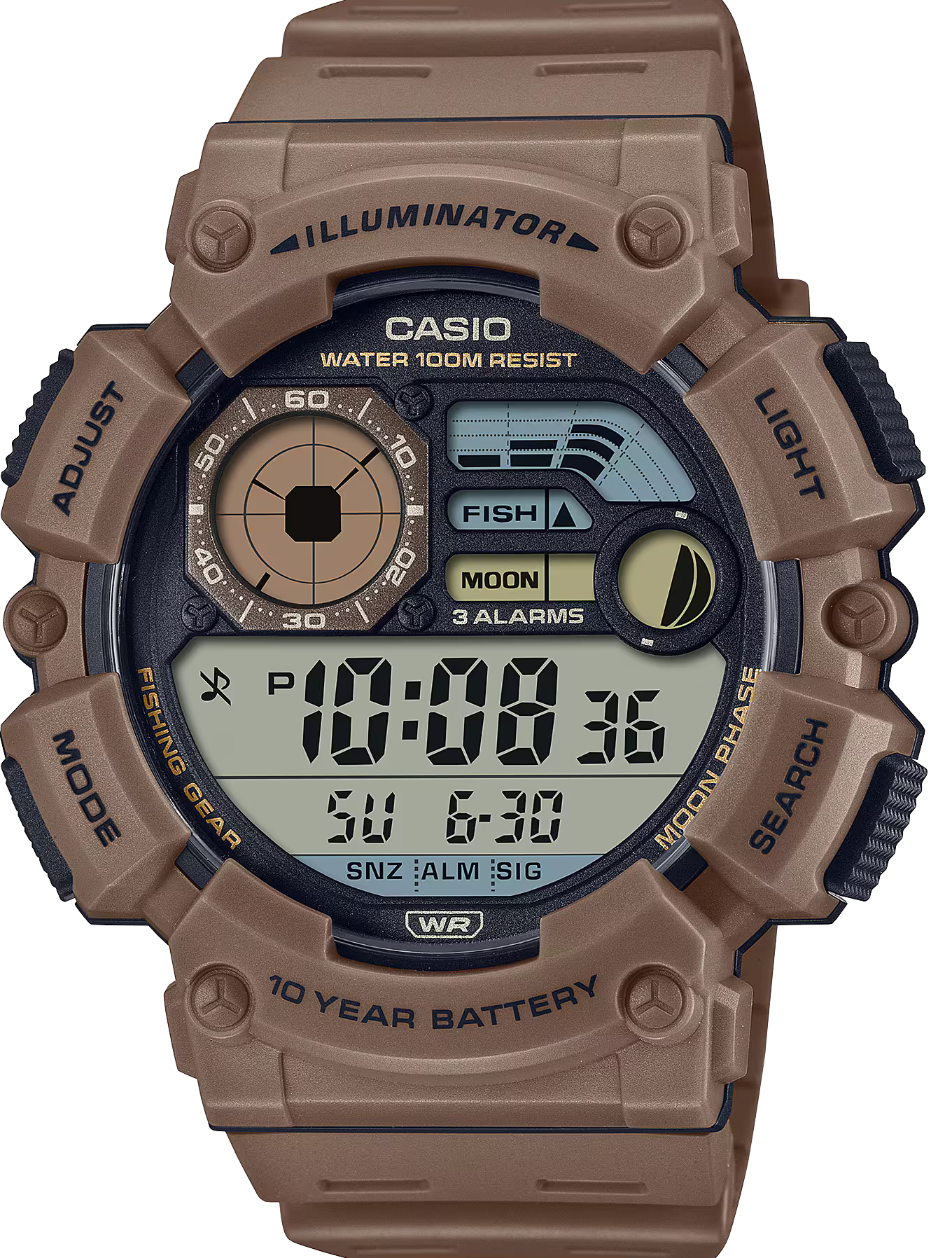 萬年鐘錶 - 卡西歐  CASIO  大錶徑數位顯示電子錶  WS-1500H-5AV 錶徑 50.1MM