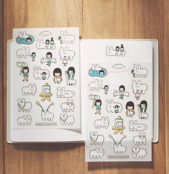 YO HAND STUDIO PRINT ON STICKER DOG DOG CLOUD