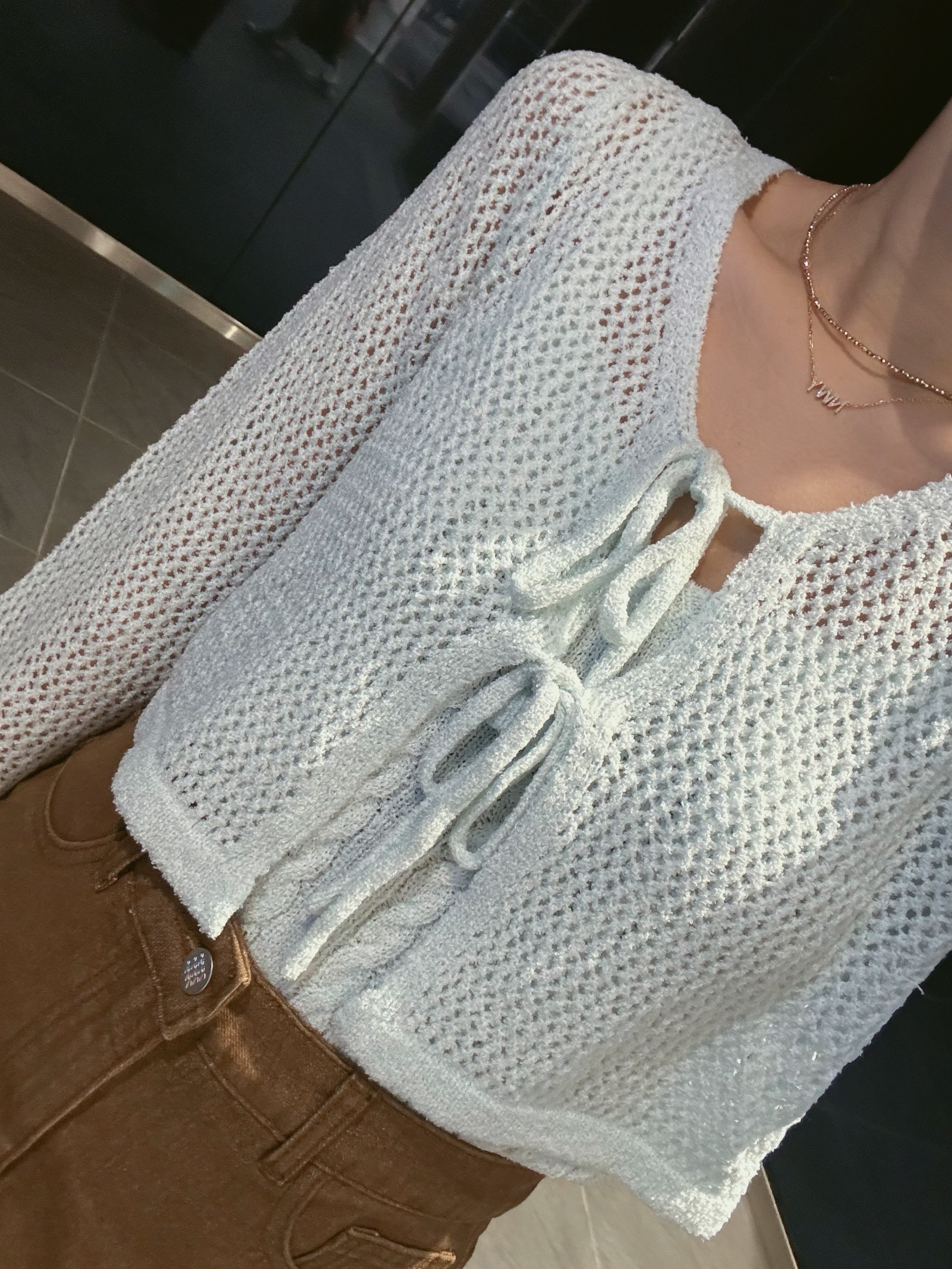 𝐂𝐑𝐄𝐀𝐌𝐘 薄荷綠圈圈線外套