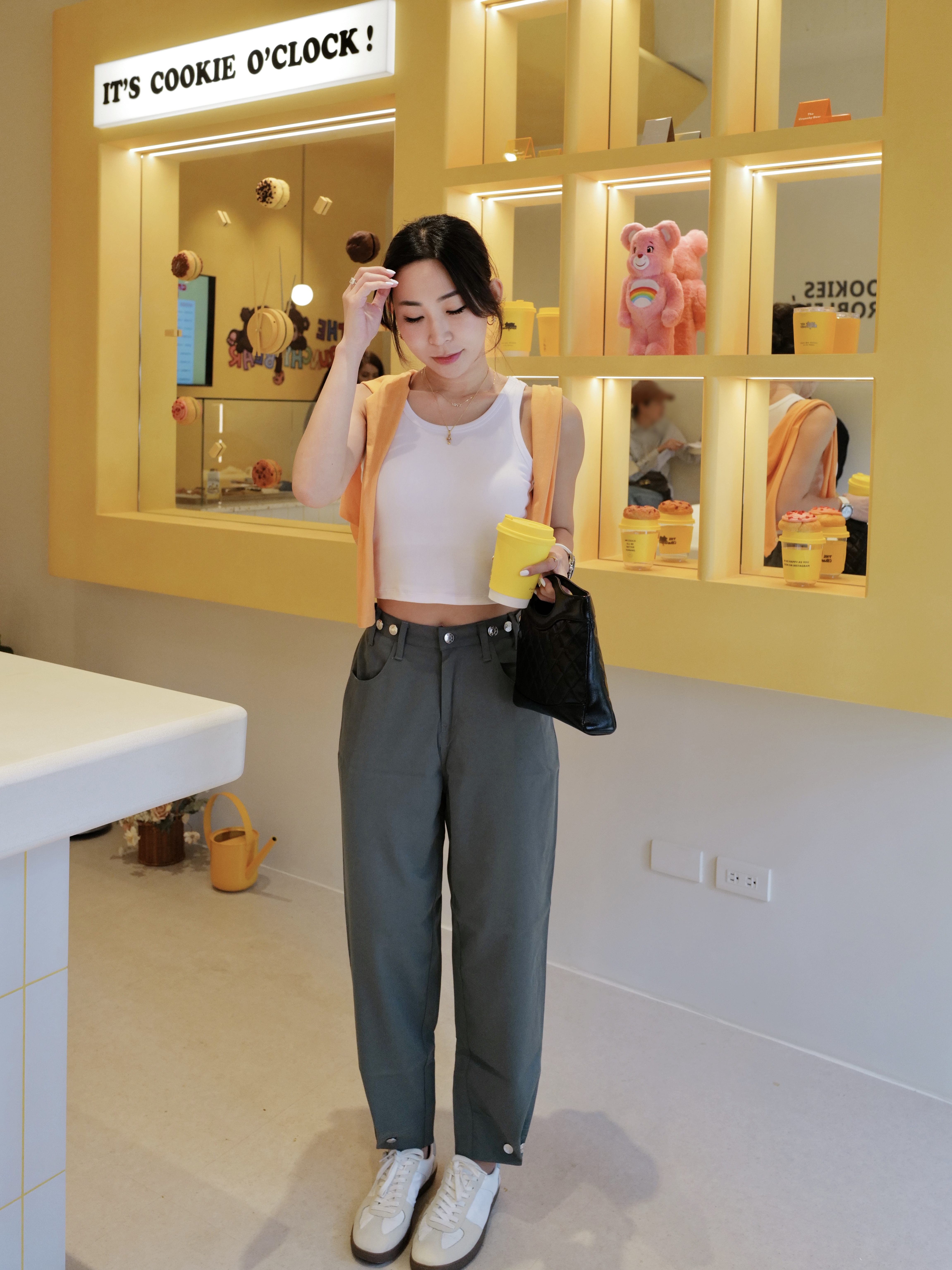 調節扣綠色型格褲