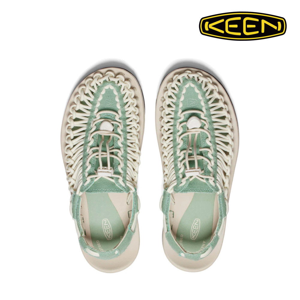 KEEN 美國  KEEN UNEEK CANVAS 繩編帆布涼鞋 女款編織涼鞋 湖水藍/白  30K28566