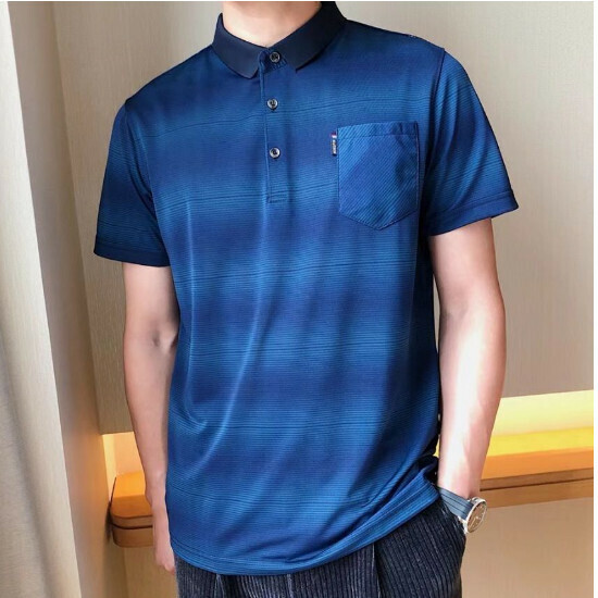 Lapel Short Sleeve T-Shirt [Blue] Size [M-3XL] [Contact Customer Service to Confirm Shipping Size After Placing an Order]