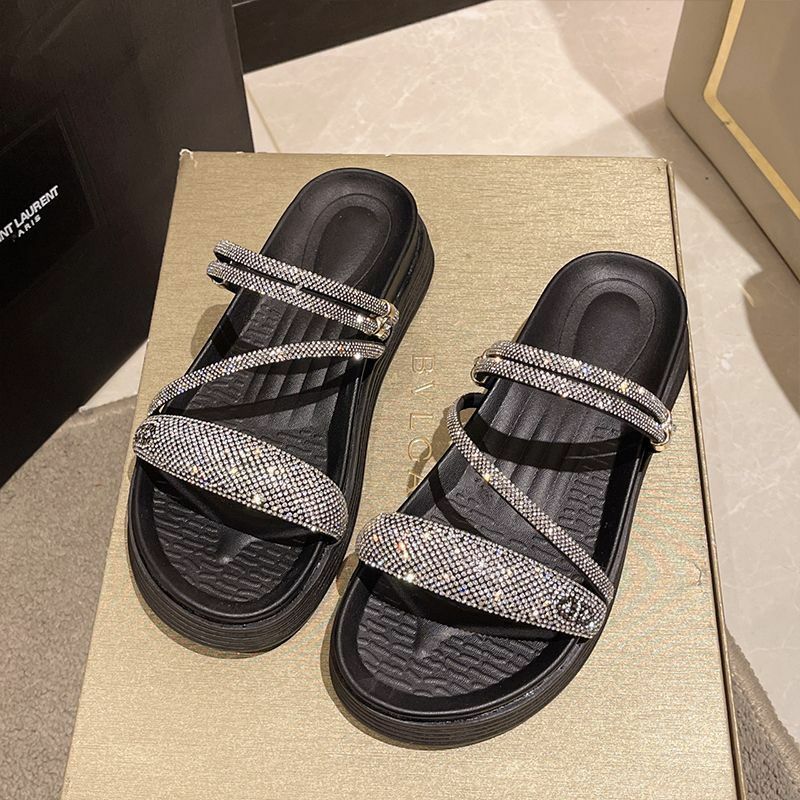 Hot selling rhinestone slippers (black size 35-40) (please contact customer service to confirm the delivery size after placing the order)