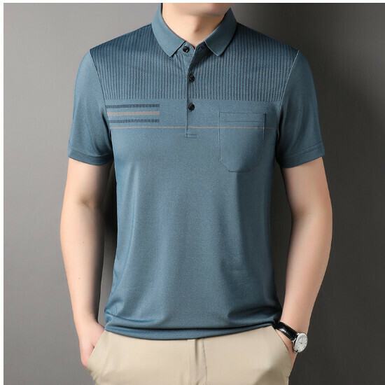 激抵翻領短袖t恤【A218款藍色真口袋】尺碼【M-4XL】【下單後聯絡客服確認發貨尺碼】