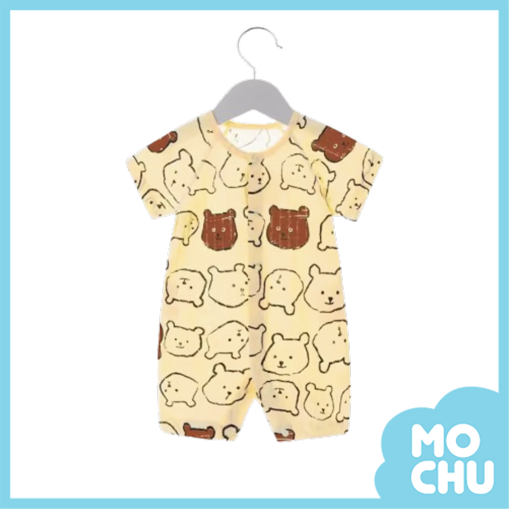 滿印小熊輕透薄款短袖連身衣