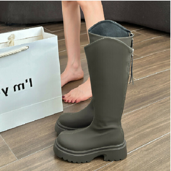 Hot Selling Slim Rider Boots [Elephant Gray] [35-40 Sizes] (Please contact customer service to confirm the delivery size after placing the order)