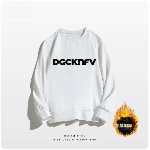 Crewneck sweatshirt [M-3XL] [White-Fleece Thickening] (Contact customer service to confirm the shipping size after placing an order) 