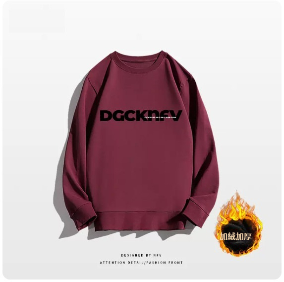 Crewneck sweatshirt [M-3XL] [burgundy - velvet thickening] (contact customer service to confirm the shipping size after placing an order) 