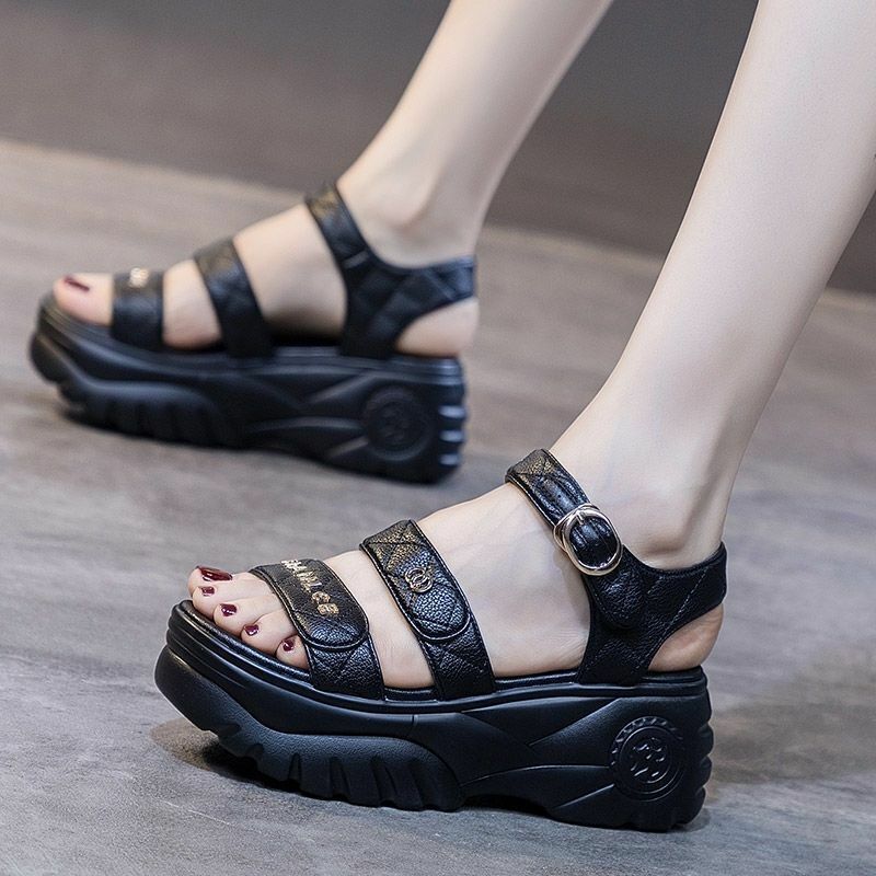 Hot selling thick-soled wedge sandals (black size 35-40) (please contact customer service to confirm the delivery size after placing the order)