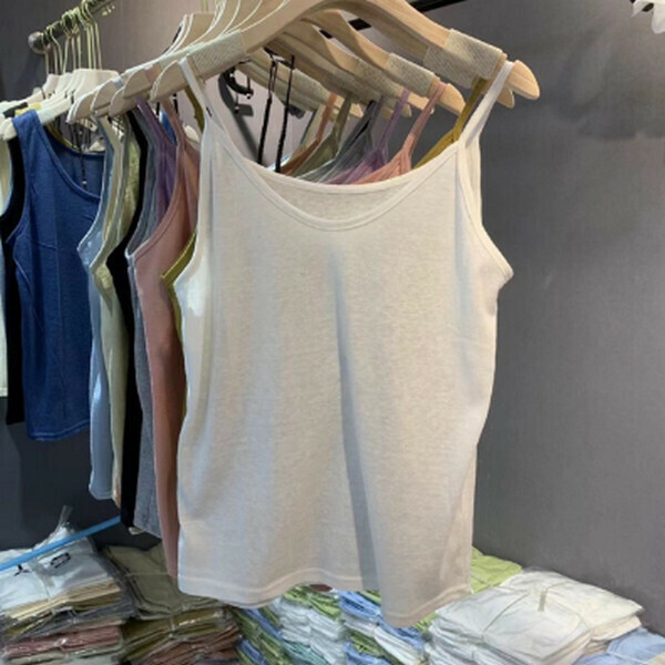 Thin snowflake cotton V-neck camisole [white] [120 lbs or less]