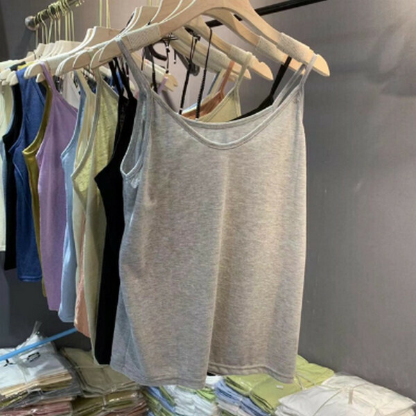 Thin snowflake cotton V-neck camisole【Light Gray】【One size up to 120 lbs】