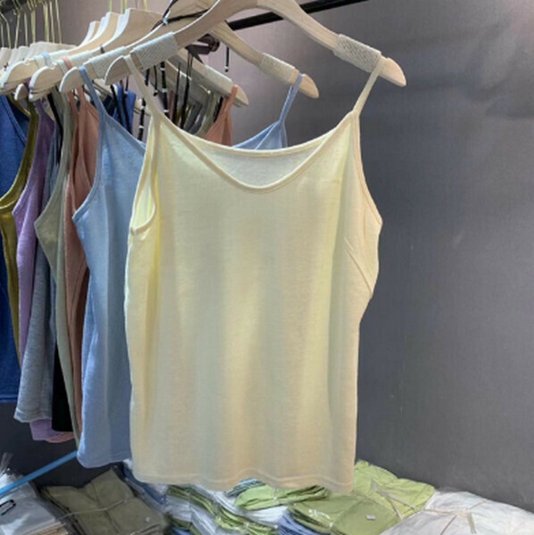 Thin snowflake cotton V-neck camisole【Apricot】【One size up to 120 lbs】