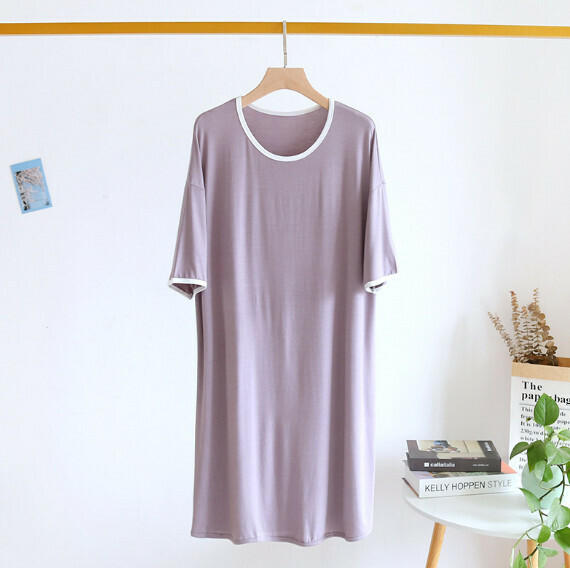 Summer Modal White Trim Pullover Nightdress (LZQ Purple) [M-L Size] [Contact Customer Service to Confirm Shipping Size After Placing an Order]