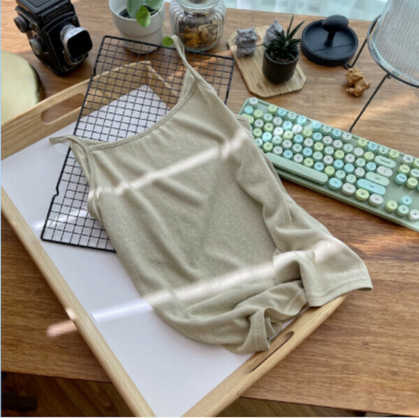 Thin snowflake cotton V-neck camisole【Khaki】【One size up to 120 lbs】