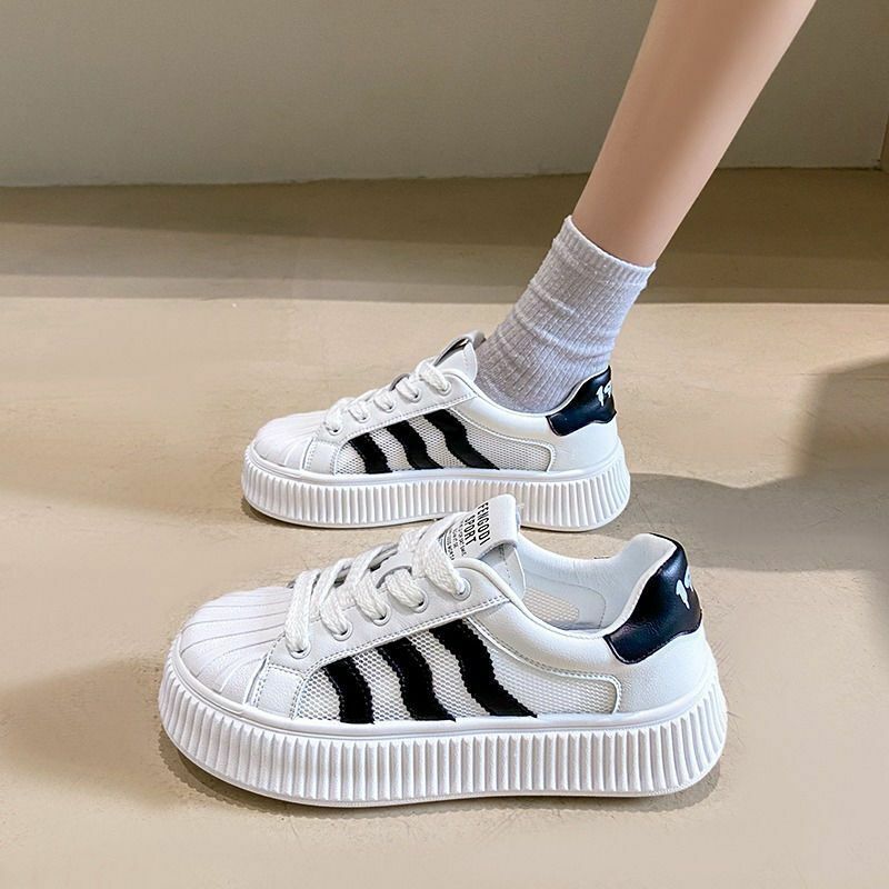 Hot selling mesh breathable shell toe sneakers (black size 35-40) (please contact customer service to confirm the delivery size after placing the order)