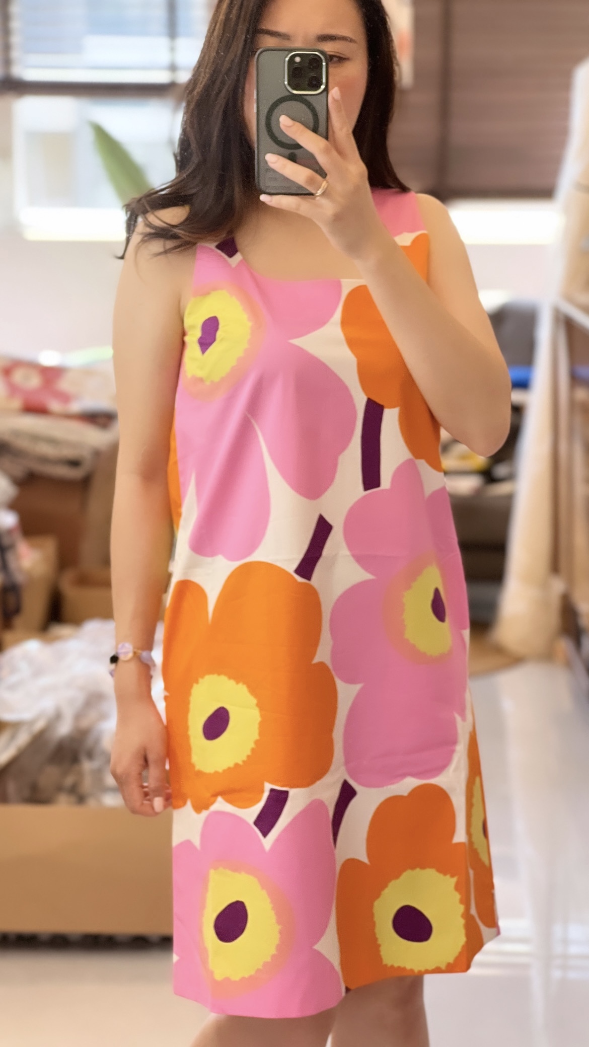 代購現貨 ｜ Marimekko Pink x orange 背心裙 | KESTIT UNIKKO DRESS