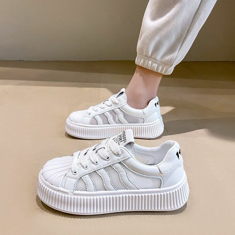 Hot selling mesh breathable shell toe sneakers (white size 35-40) (please contact customer service to confirm the delivery size after placing the order)