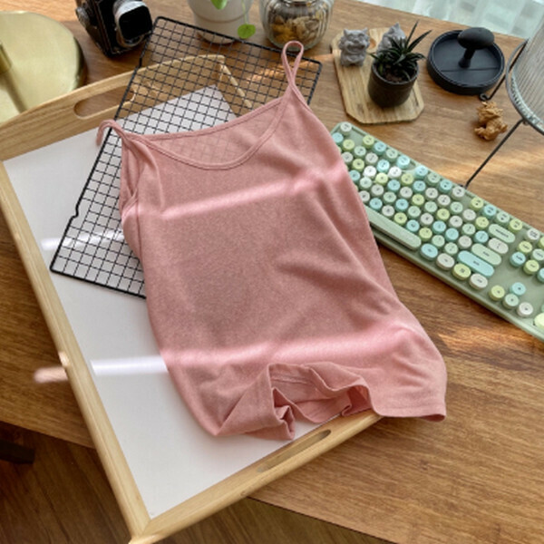 Thin snowflake cotton V-neck camisole [watermelon powder] [120 lbs or less]