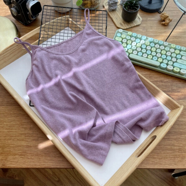Thin Snowflake Cotton V-Neck Camisole [Purple] [One Size Up to 120 lbs]